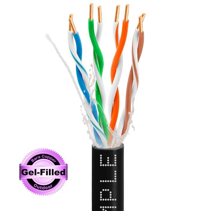 CAT6 Solid-Bare Copper Gel-Filled Core 1000ft Wooden Spool