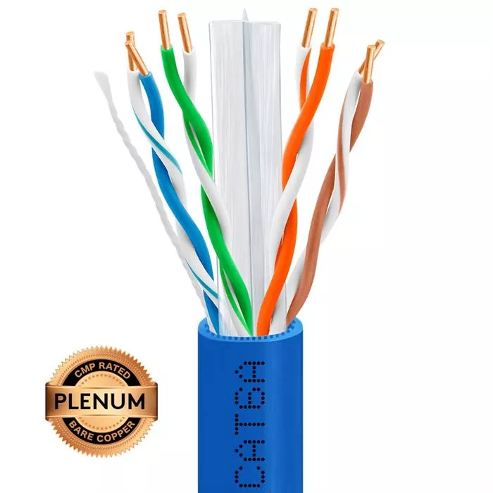 FS 1000ft Cat6 PVC CMR UL Bulk Ethernet Cable, Unshielded (utp), 550Mhz, 23AWG Solid Pure Bare Copper, Blue Bulk Cable 58708