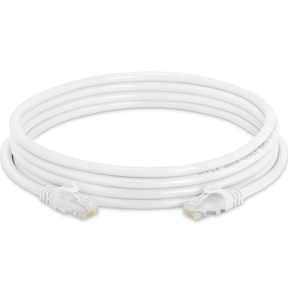 10ft Cat6 Ethernet Cable White, 10Gbps, RJ45 LAN, 550 MHz, UTP
