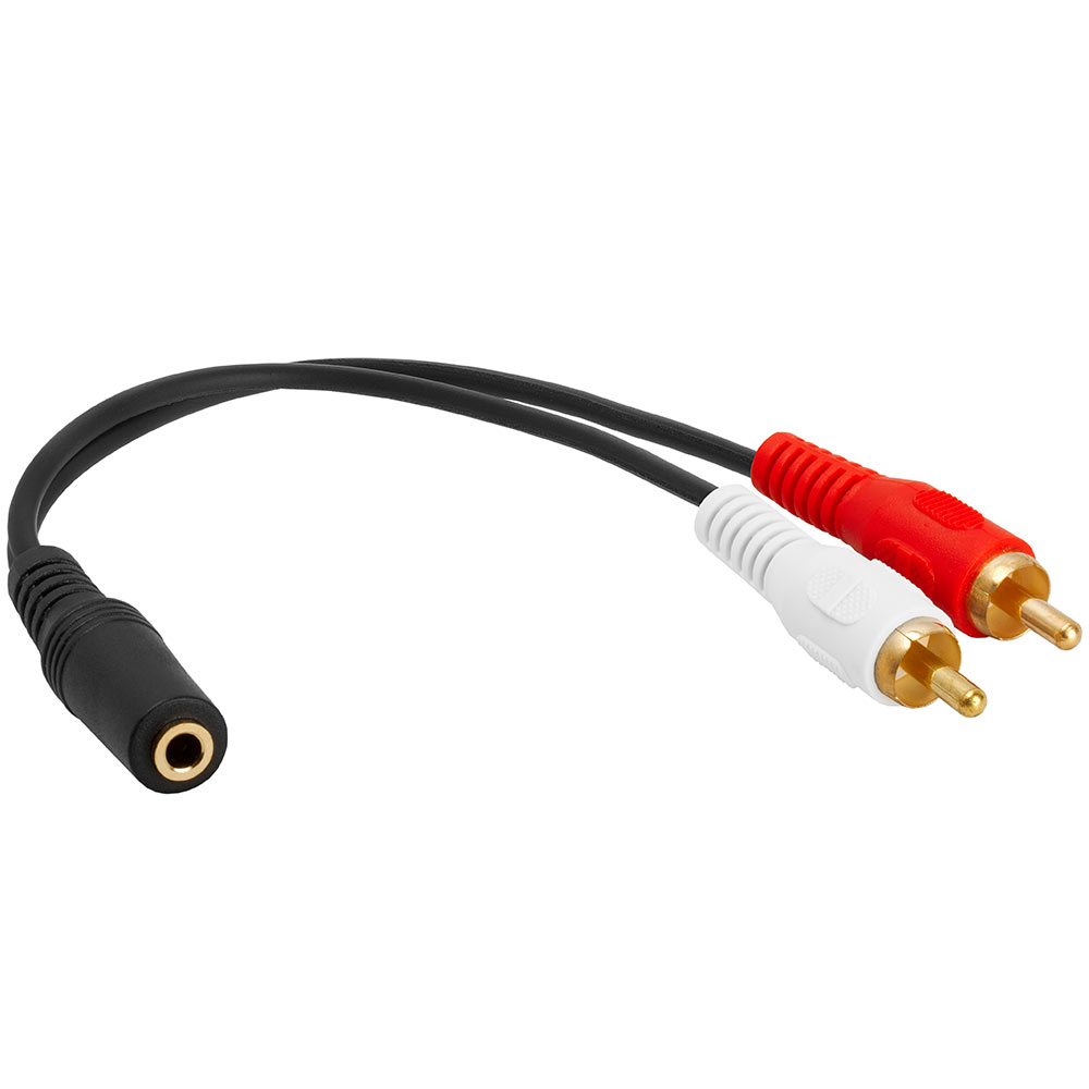 6in Stereo Audio Cable - 3.5mm Female to 2x RCA Male