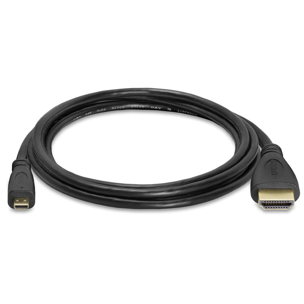Micro HDMI (Type D) to HDMI (Type A) Cable- 6 Feet-Black