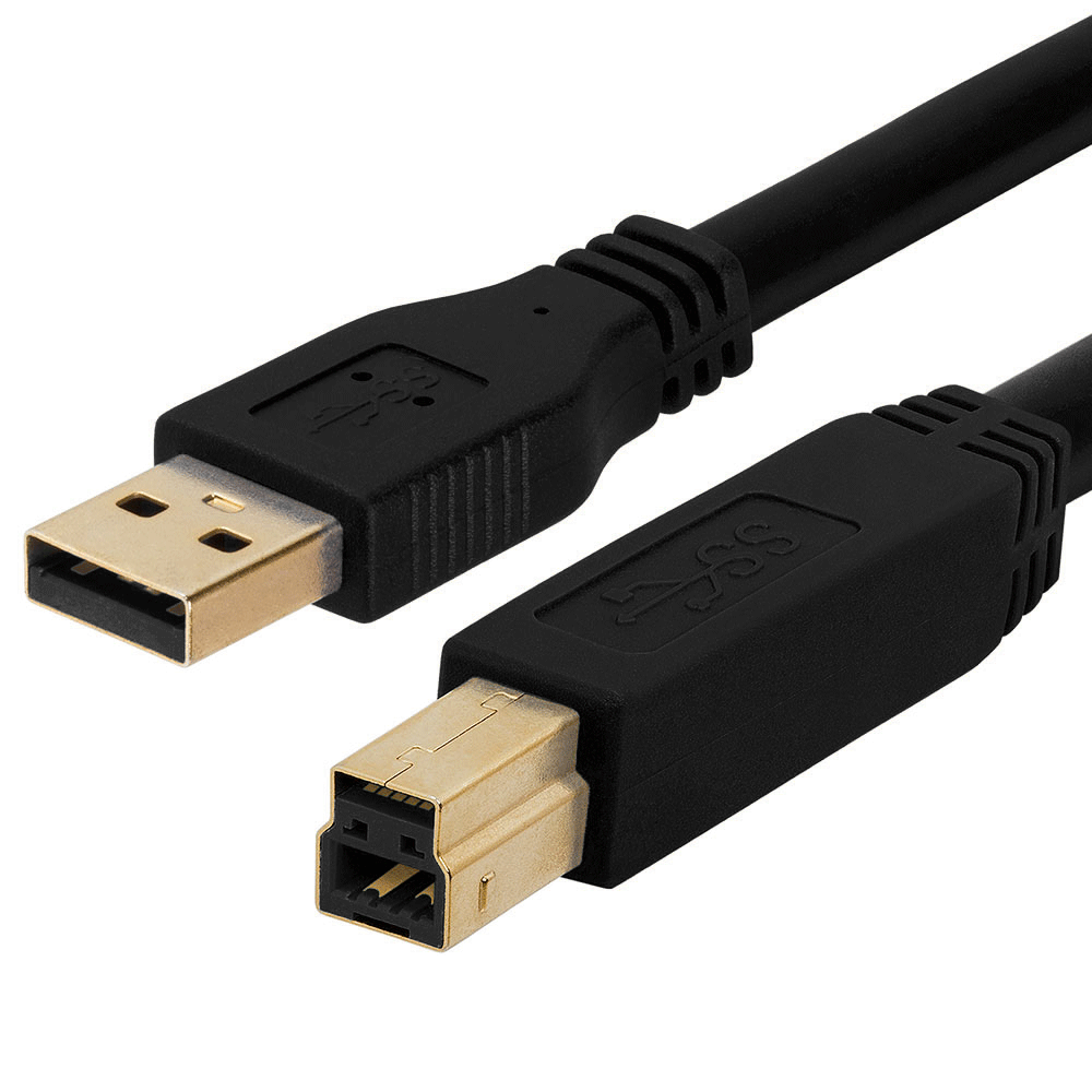 USB A to B Male cable gold-plated -