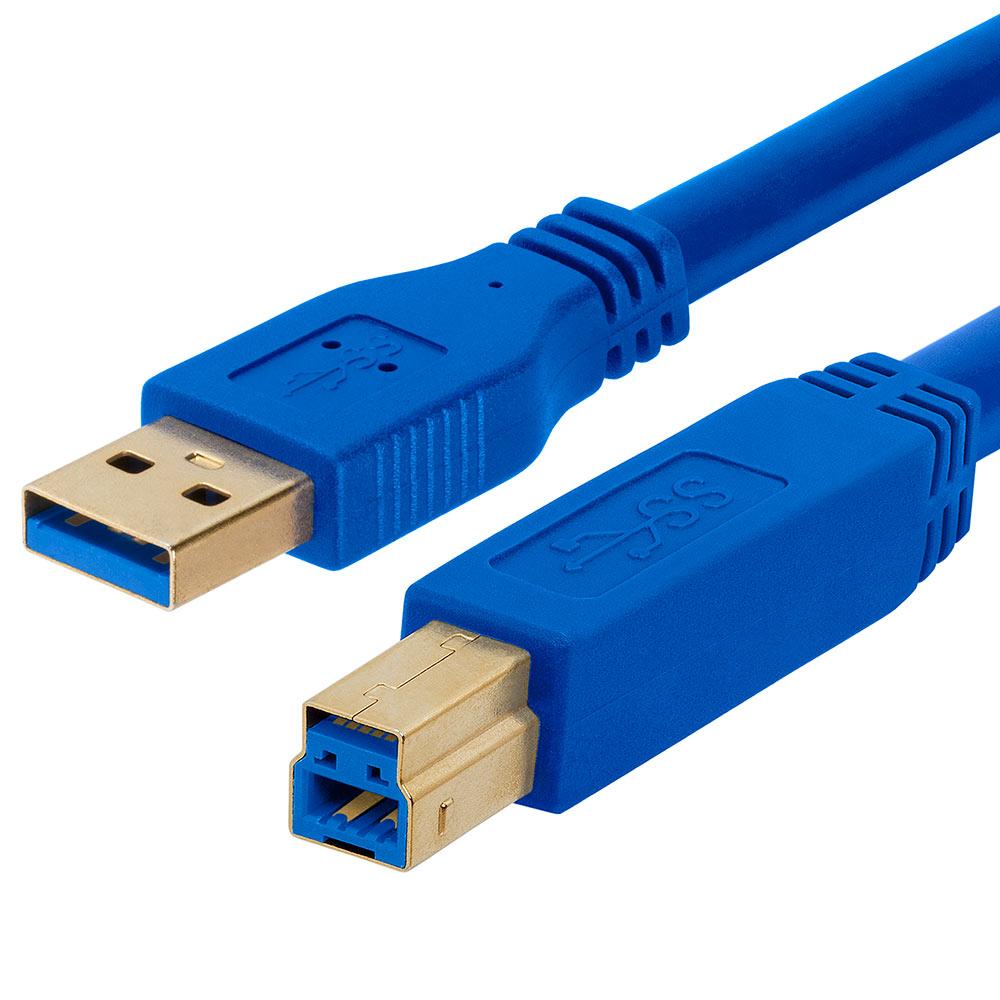 USB 3.0 A Male to B Male cable gold-plated - 6Feet