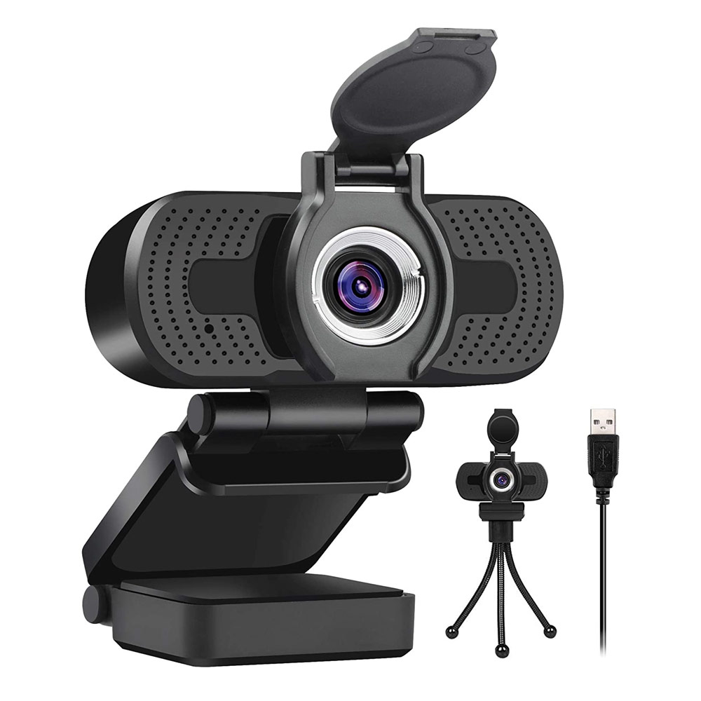 Webcam for PC with Microphone - 1080P FHD Webcam with Privacy Cover & Webcam  Mounts, Plug and